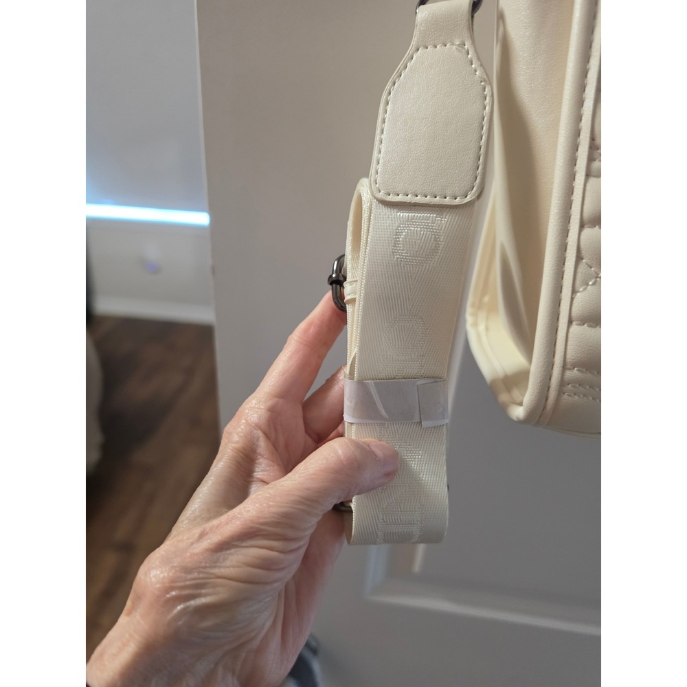 Valentino Orlandi Cream Quilted Logo Tote Bag Satchel with Pouch and Strap NEW - Picture 4 of 9